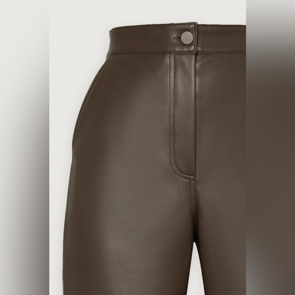 OAK + FORT: STRAIGHT LEG VEGAN LEATHER PANT - Picture 3 of 7